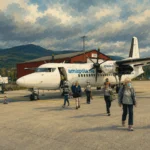 Samolot na lotnisku w Hemavan przed rozpoczęciem Kungsleden.