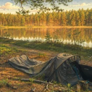 BiviBag rozłożony nad brzegiem jeziora